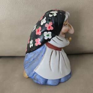 Whimsical Floral Shawl Sculpture Babushka Kitchen Witch Salt Shaker